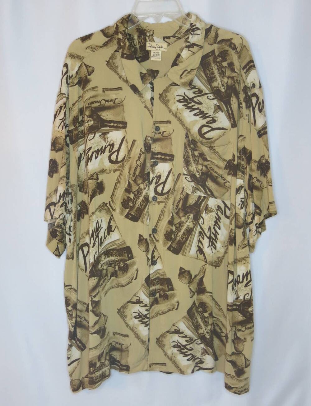 PANAMA JACK Hawaiian Shirt Size 3XL Men Rum Party Tropical Summer Brown